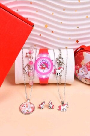 Set de reloj y pulseras color rojo