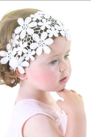 Vincha de niña color blanco con flores