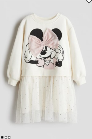 vestido de minny mouse color blanco con rosado de tull