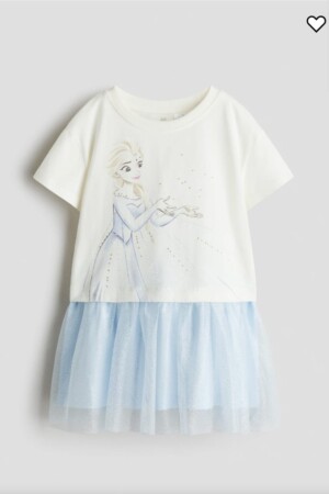 Vestido tipo sudadera estampado con falda tull y decorado de elsa