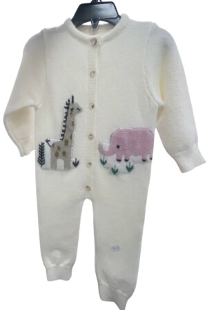 Enterizo tejido para bebé con diseño de jirafa y elefante