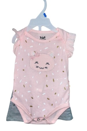 Conjunto para bebé niña con body gatita – 2 piezas