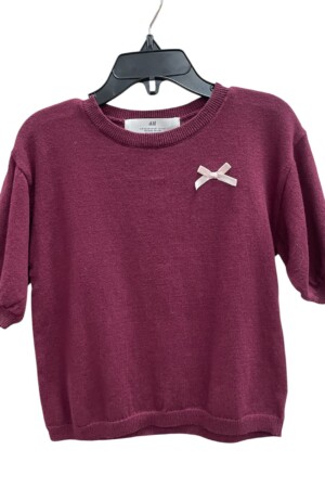 Suéter para niña color vino con moño decorativo 🎀