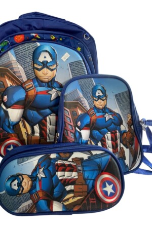 SET DE MOCHILA,LONCHERA Y CARTUCHERA DE CAPITAN AMERICA